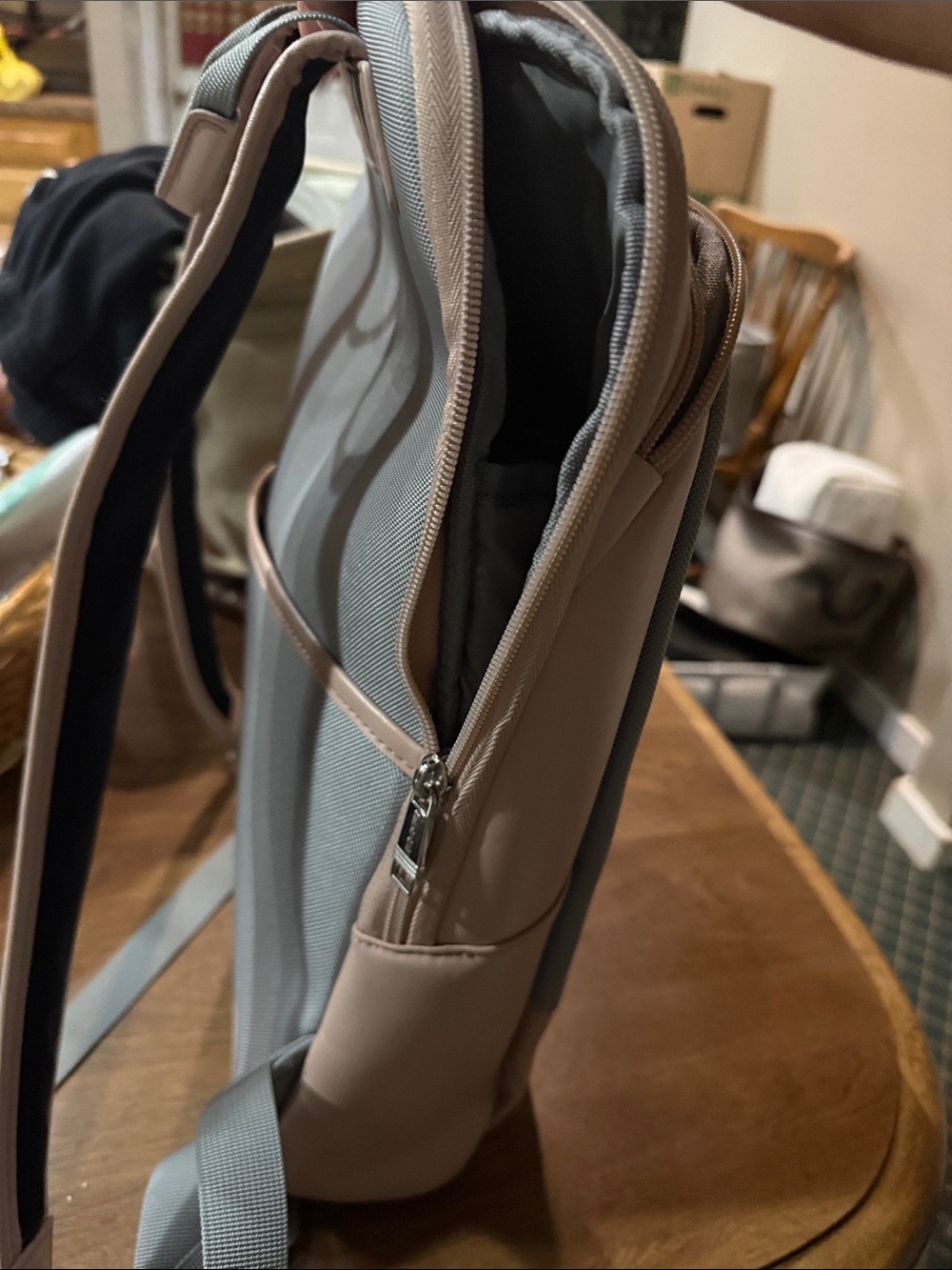 Two-Tone Pink and Gray Men's Backpack - Picture 4 of 8
